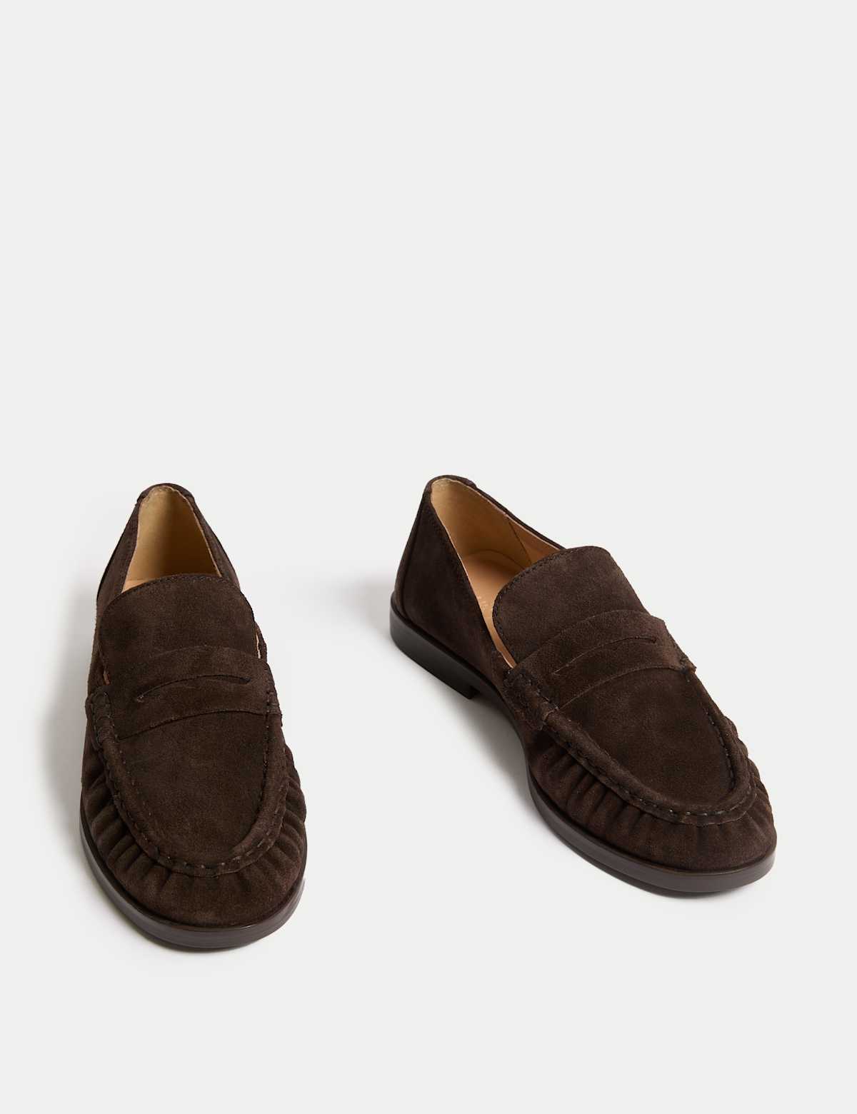 Women's Suede Loafers - Chocolate | SAVINTARI