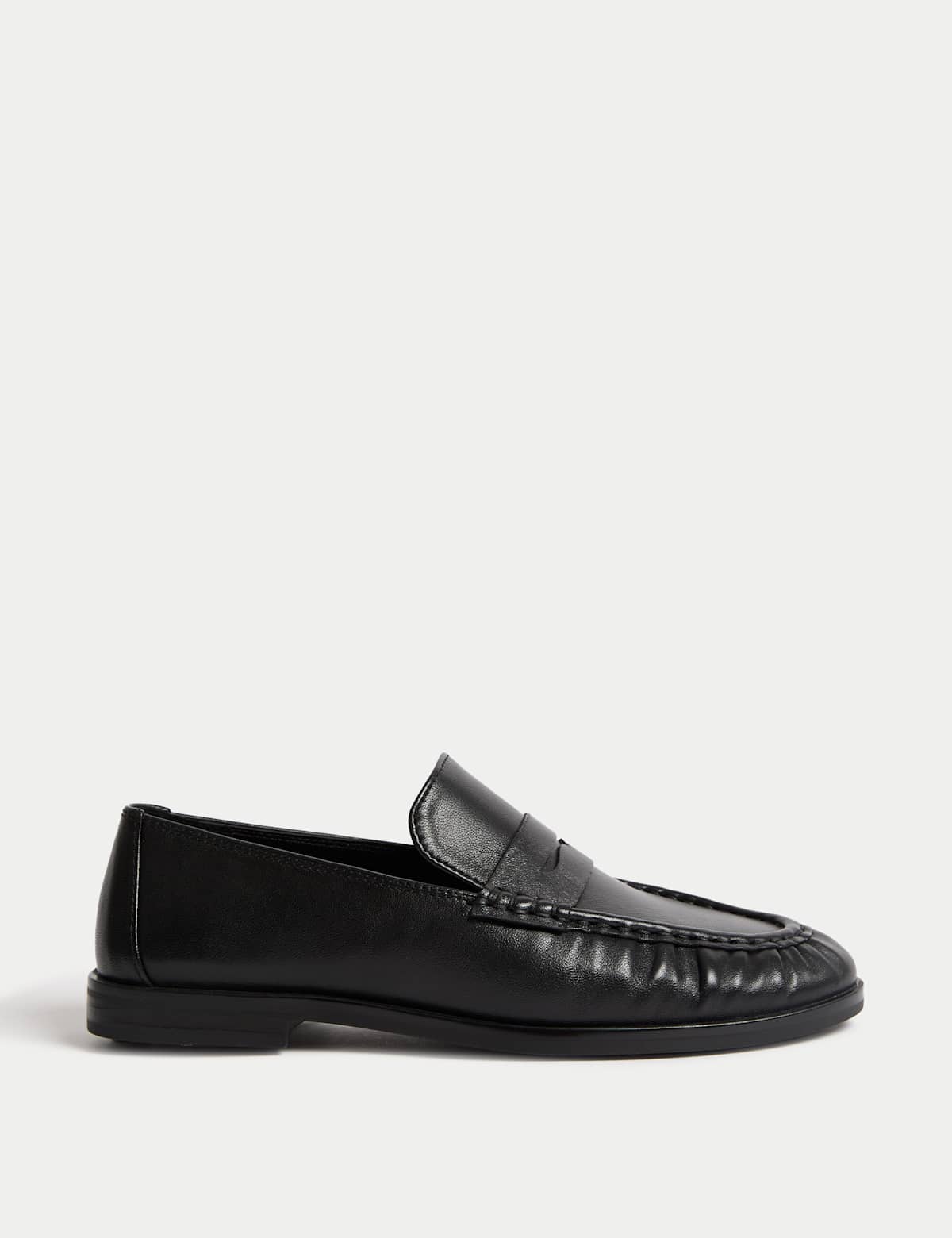 Women's Leather Loafers - Black | SAVINTARI