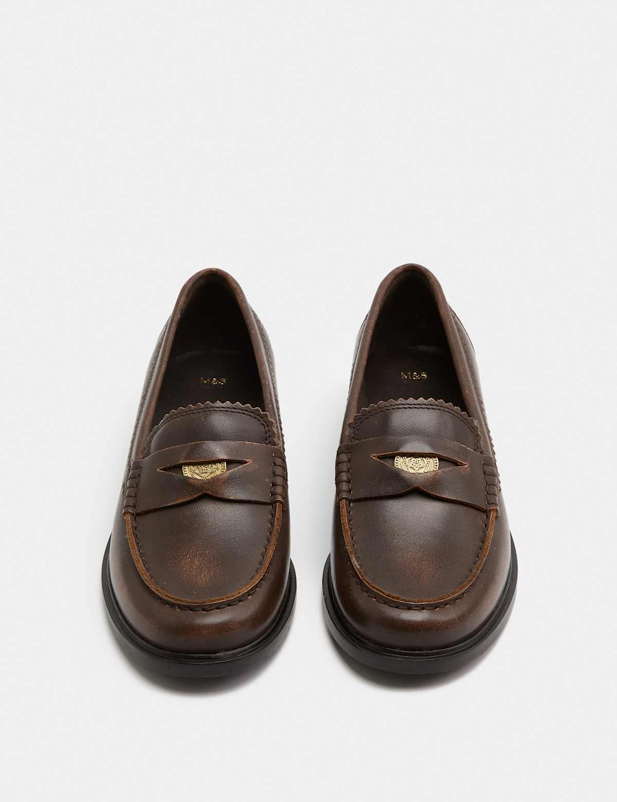 Men's Chestnut Penny Loafers — view 2 | SAVINTARI