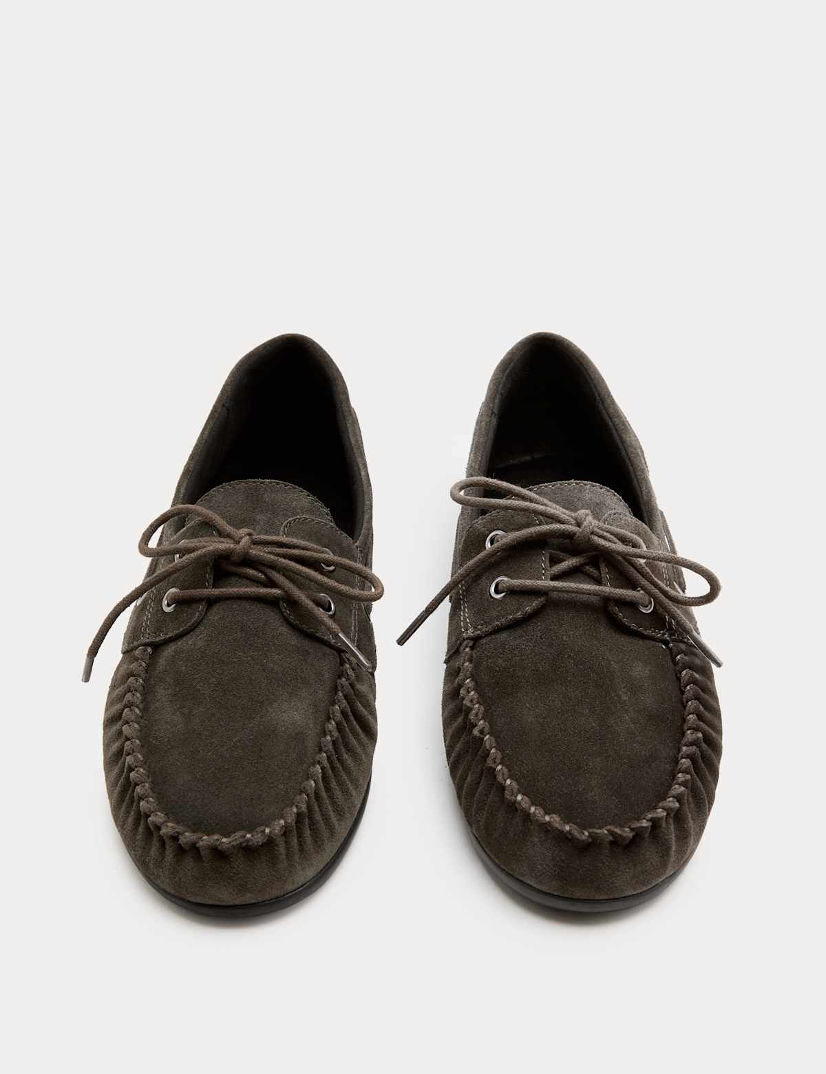 Men's Suede Lace Up Flat Boat Shoes - Dark Grey | boat shoes | SAVINTARI