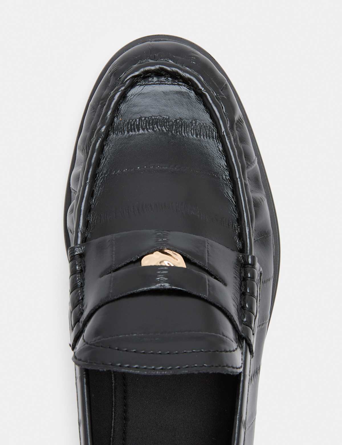 Women's Croc Penny Flat Loafers - Black | SAVINTARI
