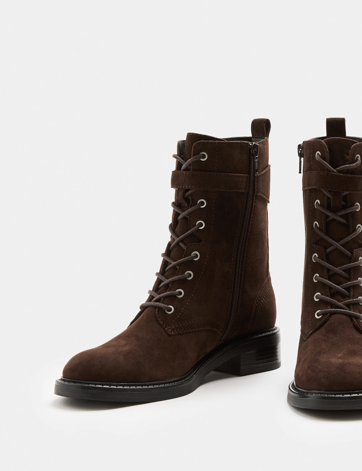 Women's Suede Boots in Brown view 2 | suede boots | SAVINTARI