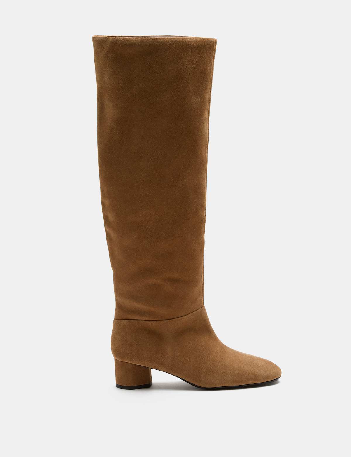 Women's Suede Block Heel Knee High Boots - Brown | SAVINTARI