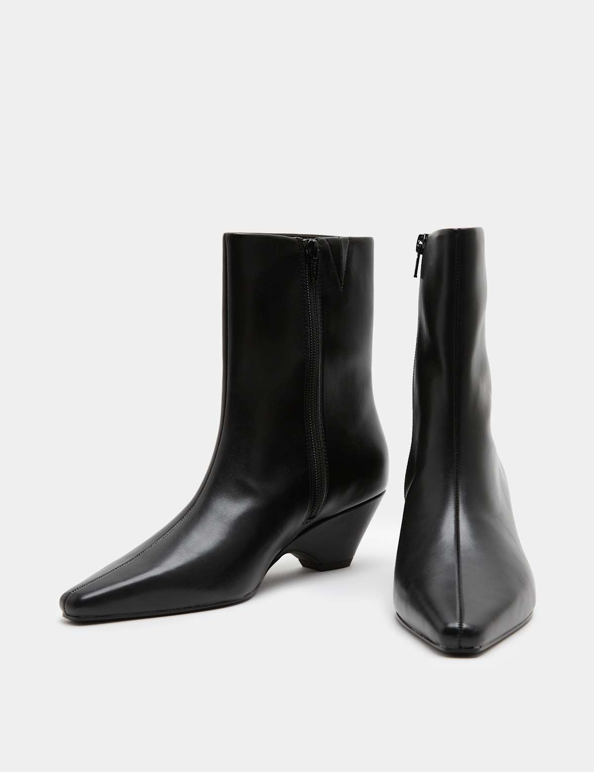 Women's Polished Chisel Toe Wedge Ankle Boots - Wine | SAVINTARI