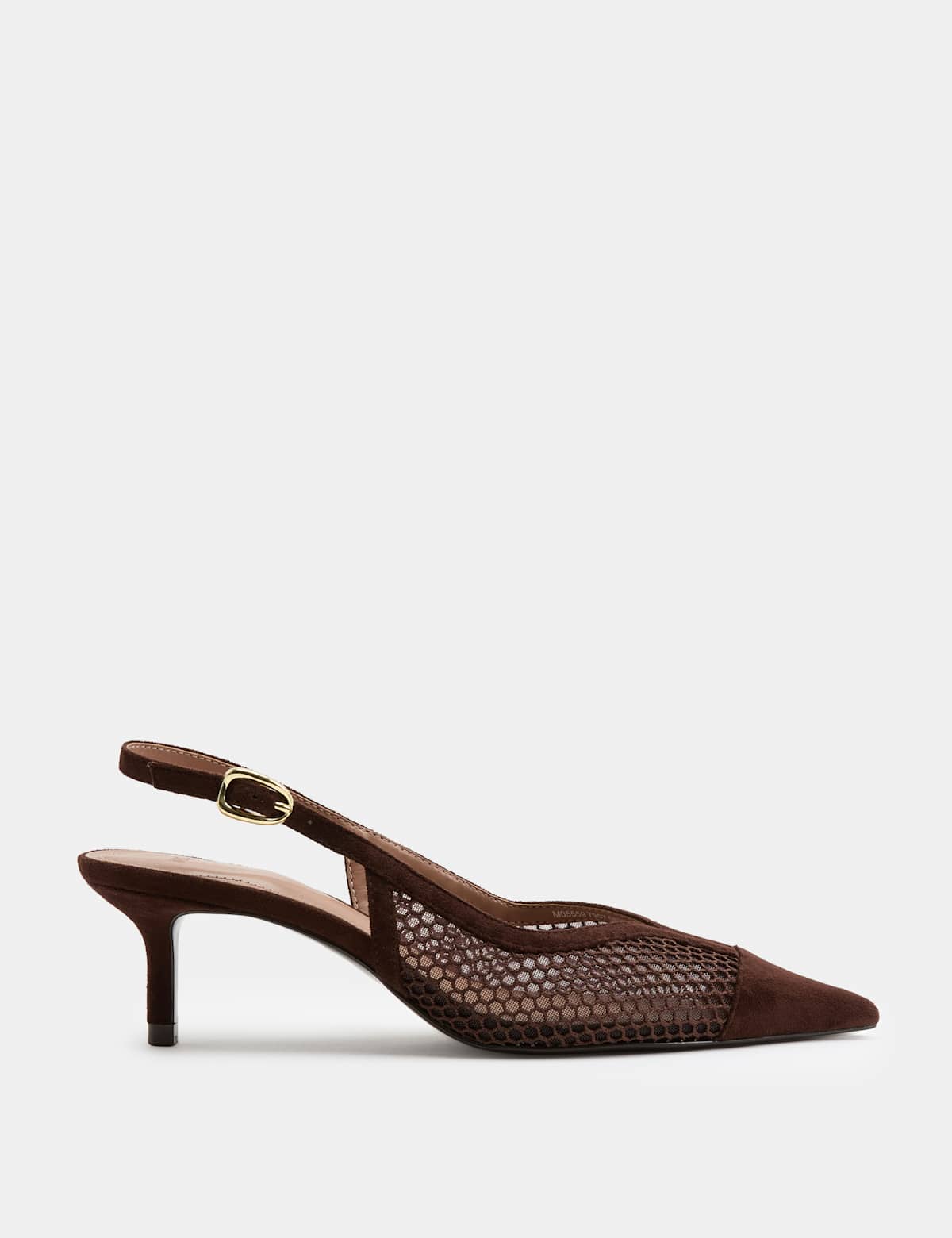 Women's Mesh Kitten Heel Pointed Slingback Shoes - Black | slingback heels | SAVINTARI