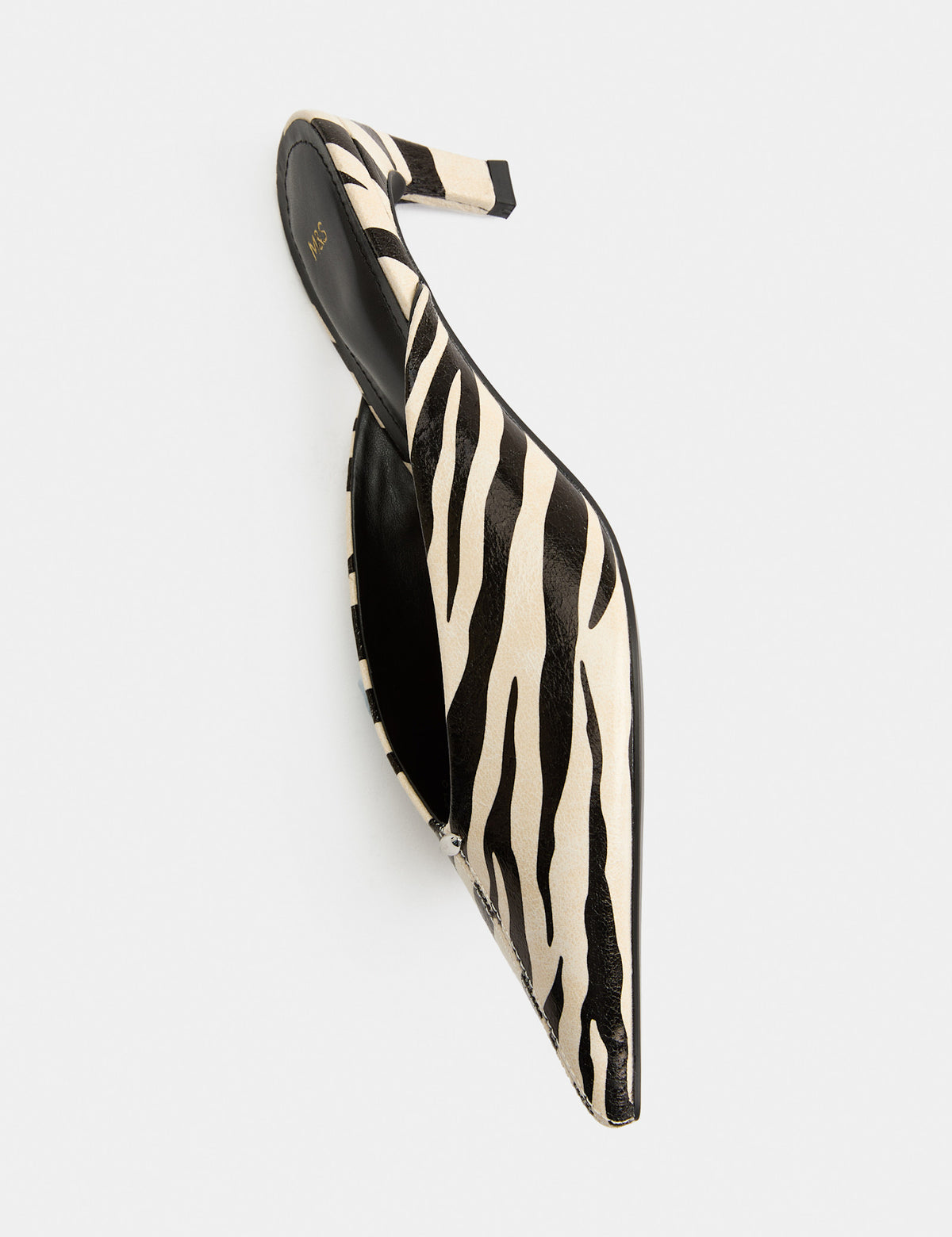 Women's Kitten Heel Mules in Cream Mix | zebra kitten heels | SAVINTARI