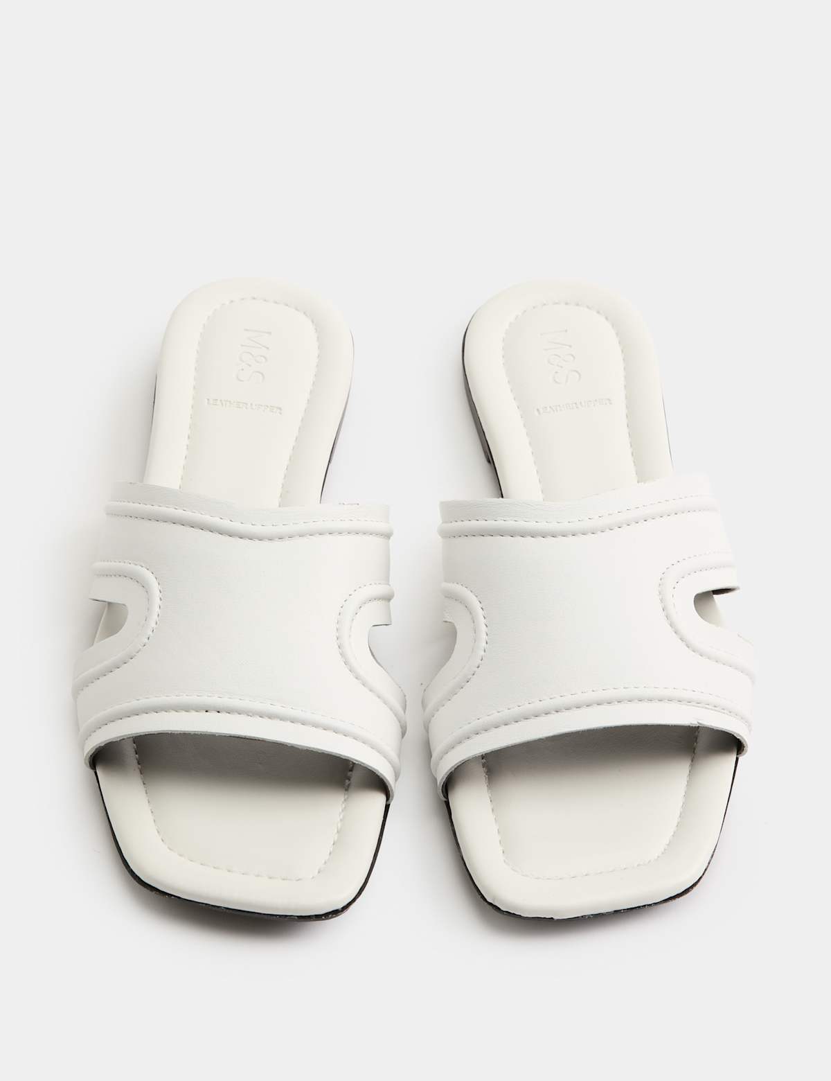 Women's Leather Flat Mules - White | SAVINTARI