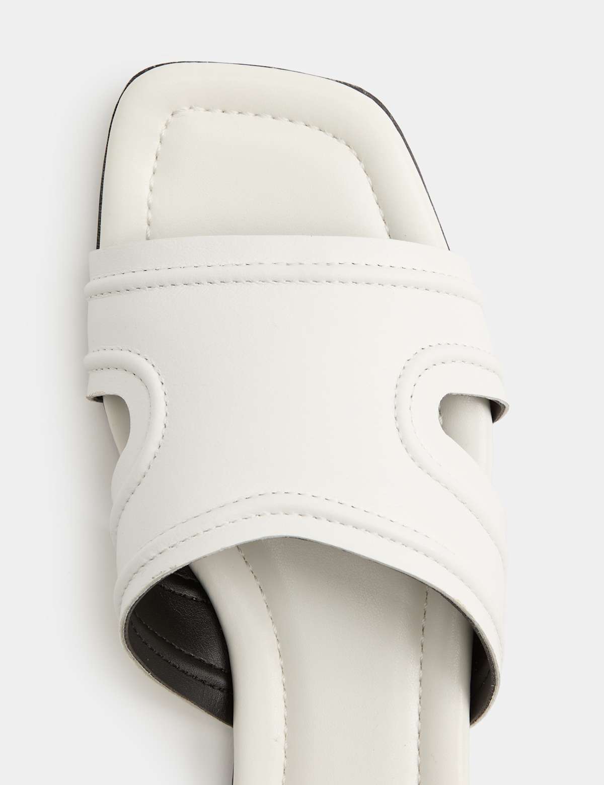 Women's Leather Flat Mules - White | SAVINTARI