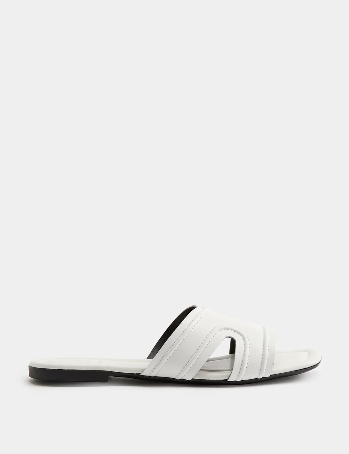 Women's Leather Flat Mules - White | SAVINTARI
