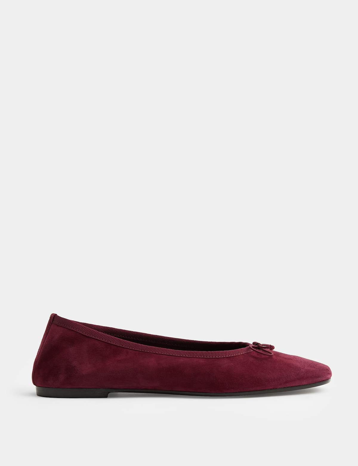 Women's Suede Bow Flat Round Toe Ballet Pumps - Cherry Red | ballet flats | SAVINTARI