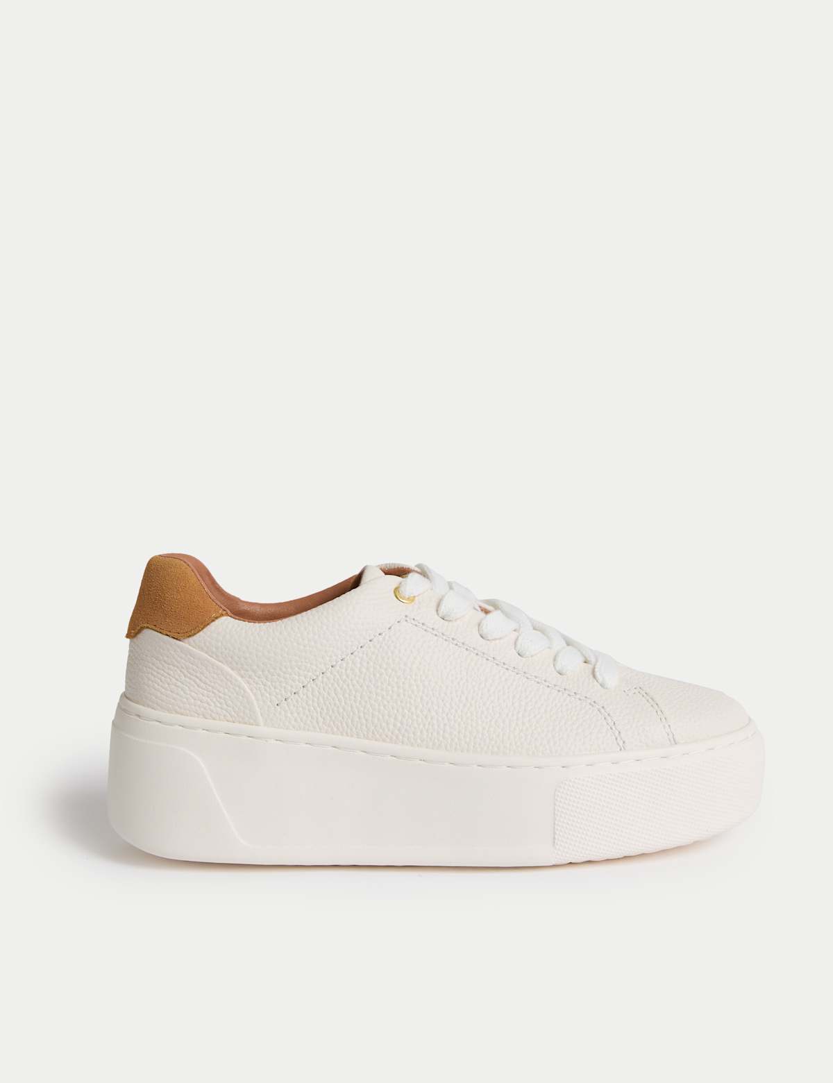 Women's Leather Lace Up Platform Trainers - Black | SAVINTARI