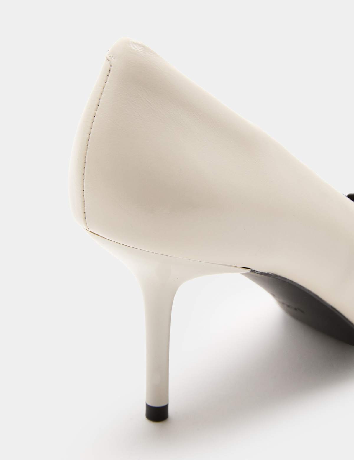 Women's Leather Stiletto Heel Chisel Toe Court Shoes - White | court shoes | SAVINTARI