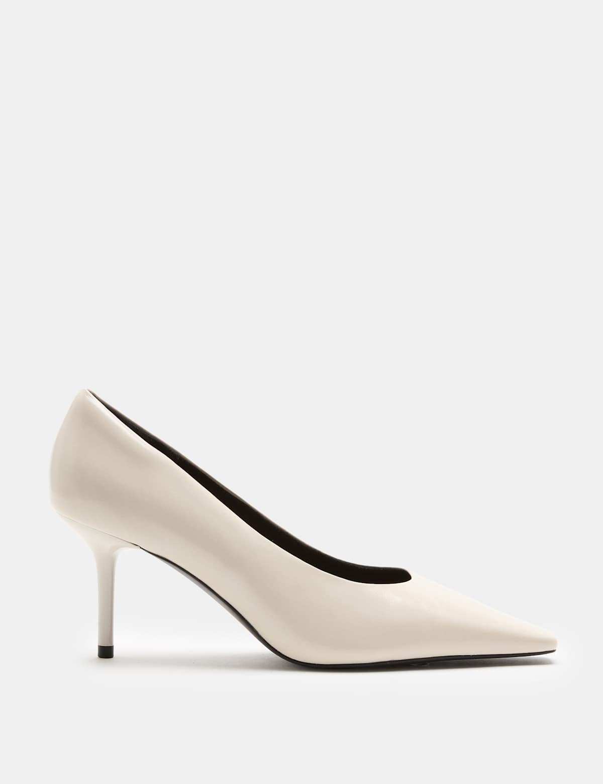 Women's Leather Stiletto Heel Chisel Toe Court Shoes - White | court shoes | SAVINTARI