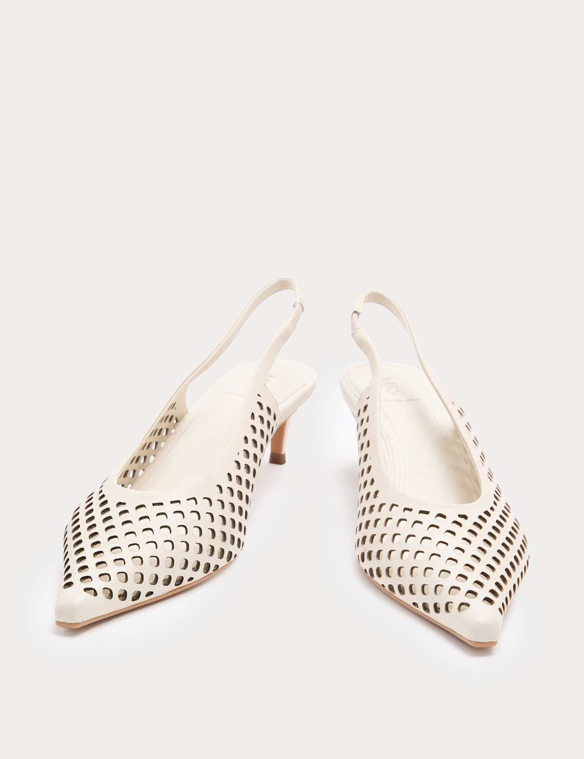 Women's Leather Laser Cut Slingback Sandals - White | SAVINTARI