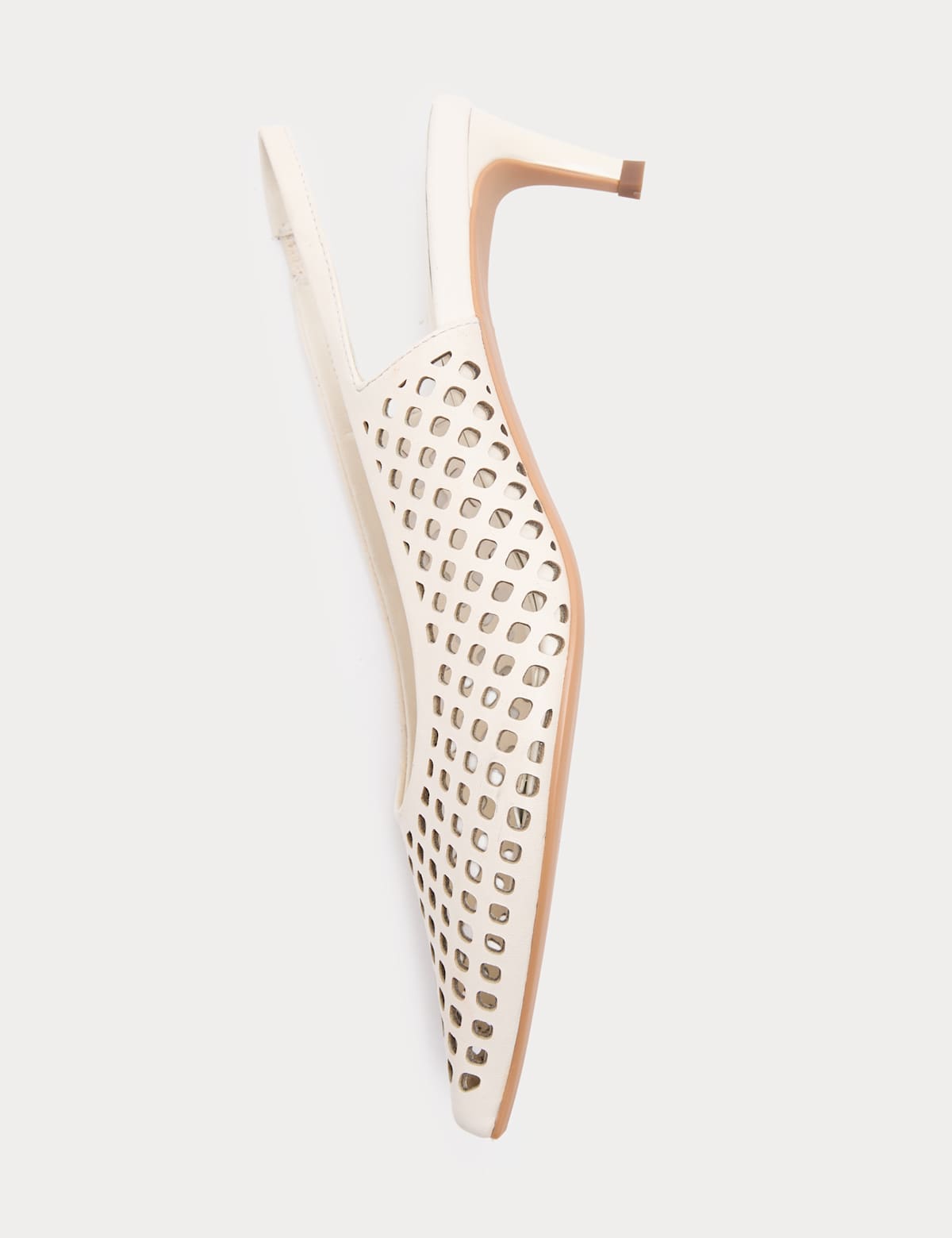 Women's Leather Laser Cut Slingback Sandals - White | SAVINTARI