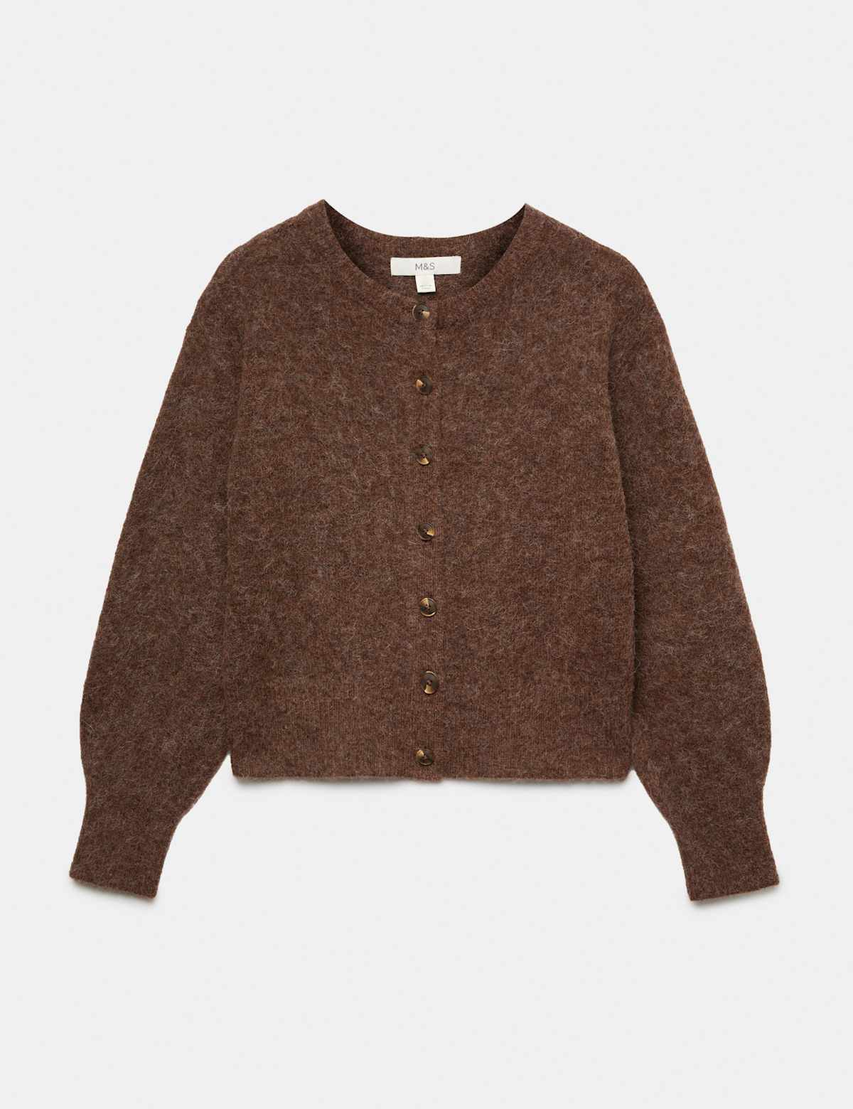 Women's Alpaca Blend Crew Neck Cardigan - Conker | cardigan | SAVINTARI