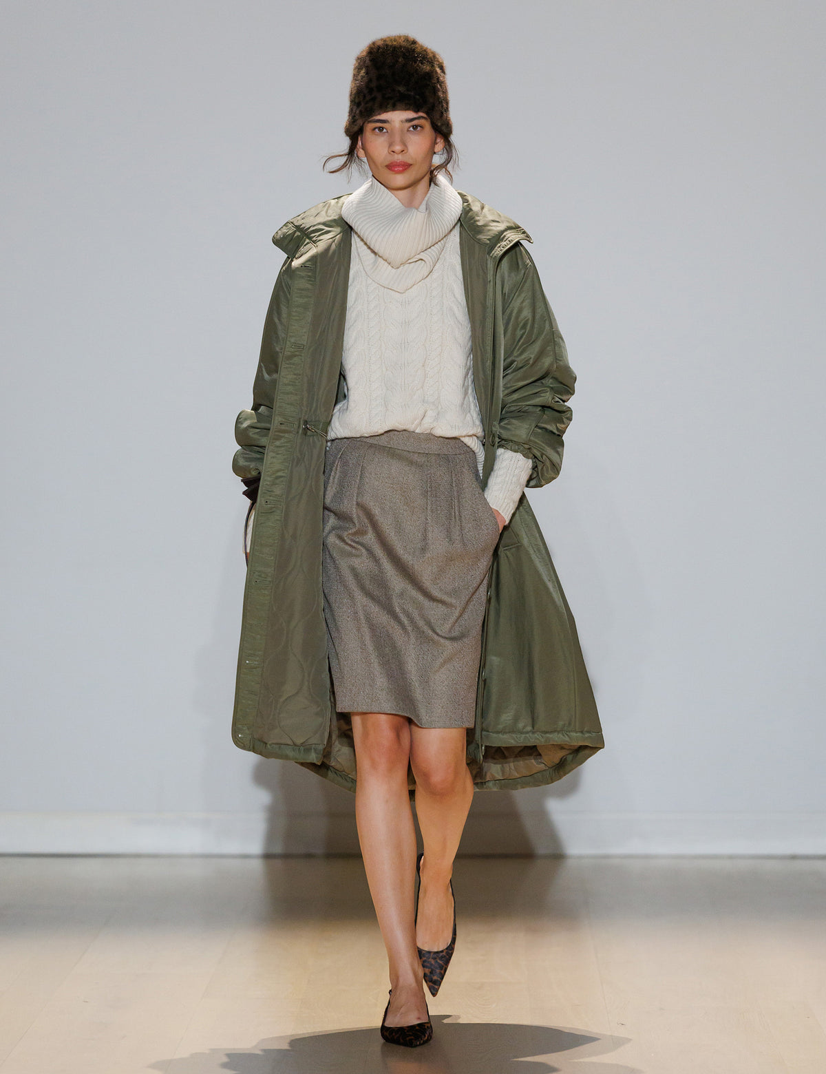 Women's Parka in Khaki view 2 | parka | SAVINTARI