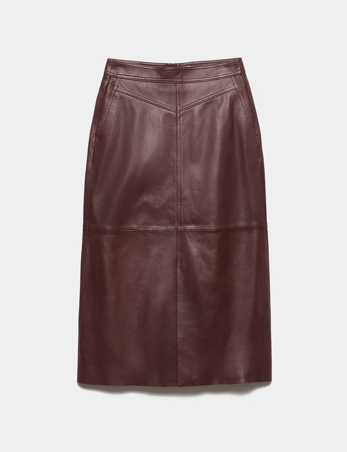 Leather Skirt · Brown