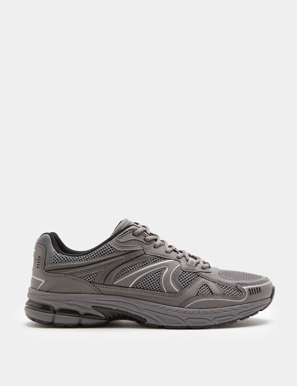 Men's Lifestyle Mesh Mix Lace up Trainers - Dark Grey Mix | mens trainers | SAVINTARI