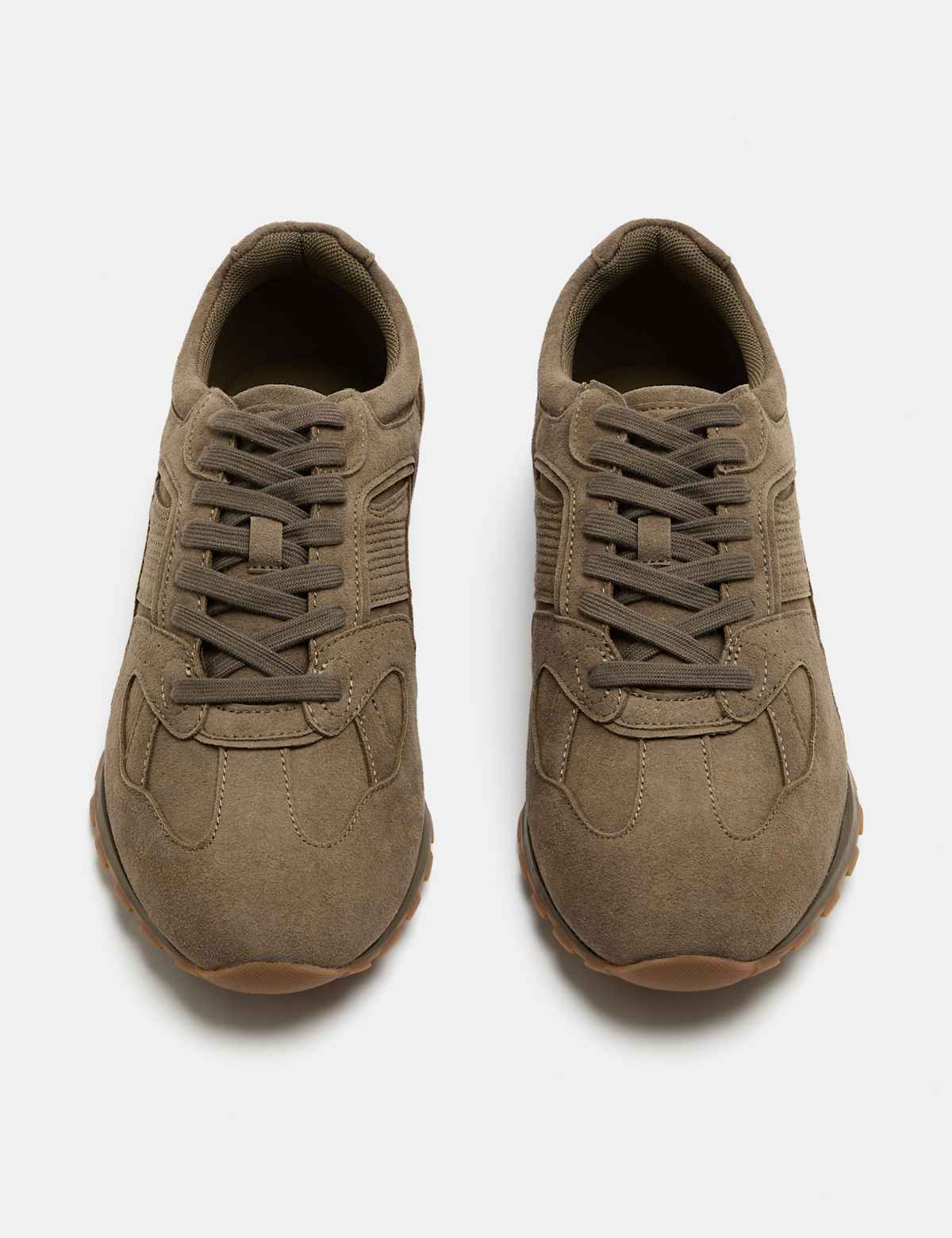 Men's Slim Lace Up Runner Trainers - Dark Brown | mens trainers | SAVINTARI