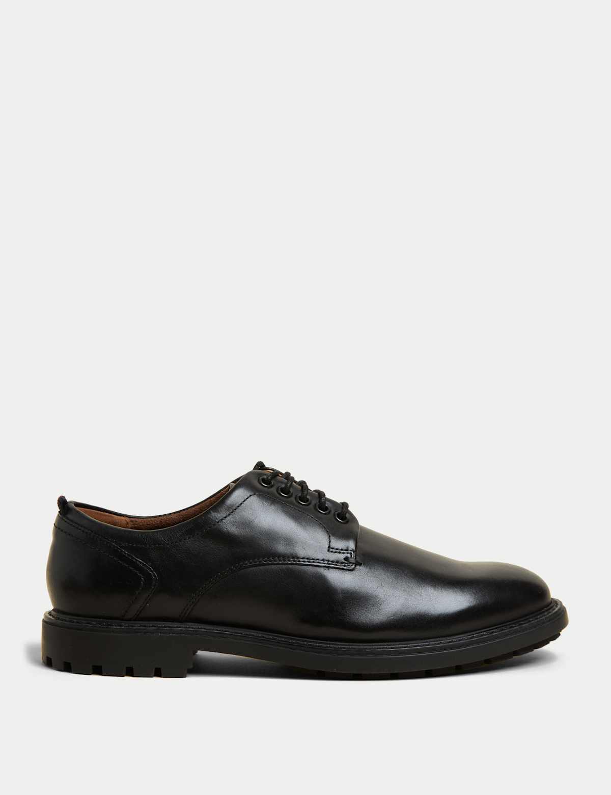 Men's Wide Fit Heritage Leather Derby Shoes - Black | SAVINTARI