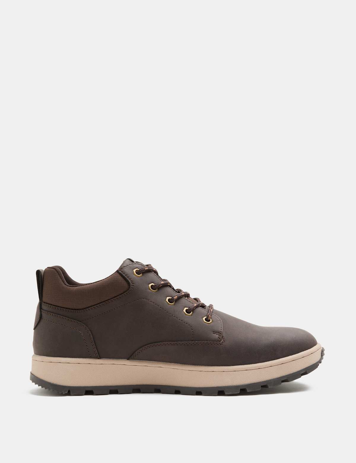 Men's Leather Casual Walking Boots - Brown | SAVINTARI
