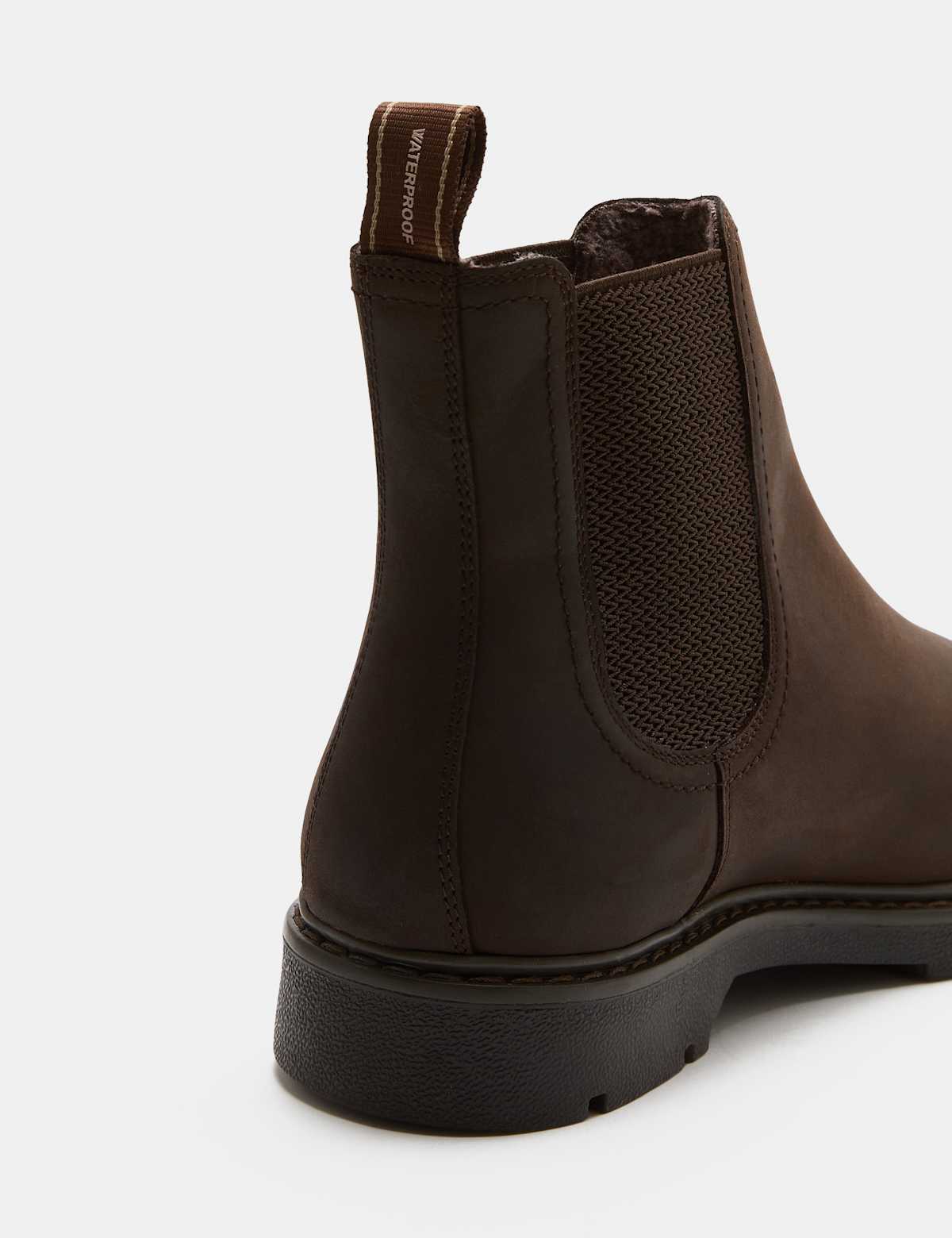 Men's Nubuck Waterproof Chelsea Boots - Dark Brown | SAVINTARI