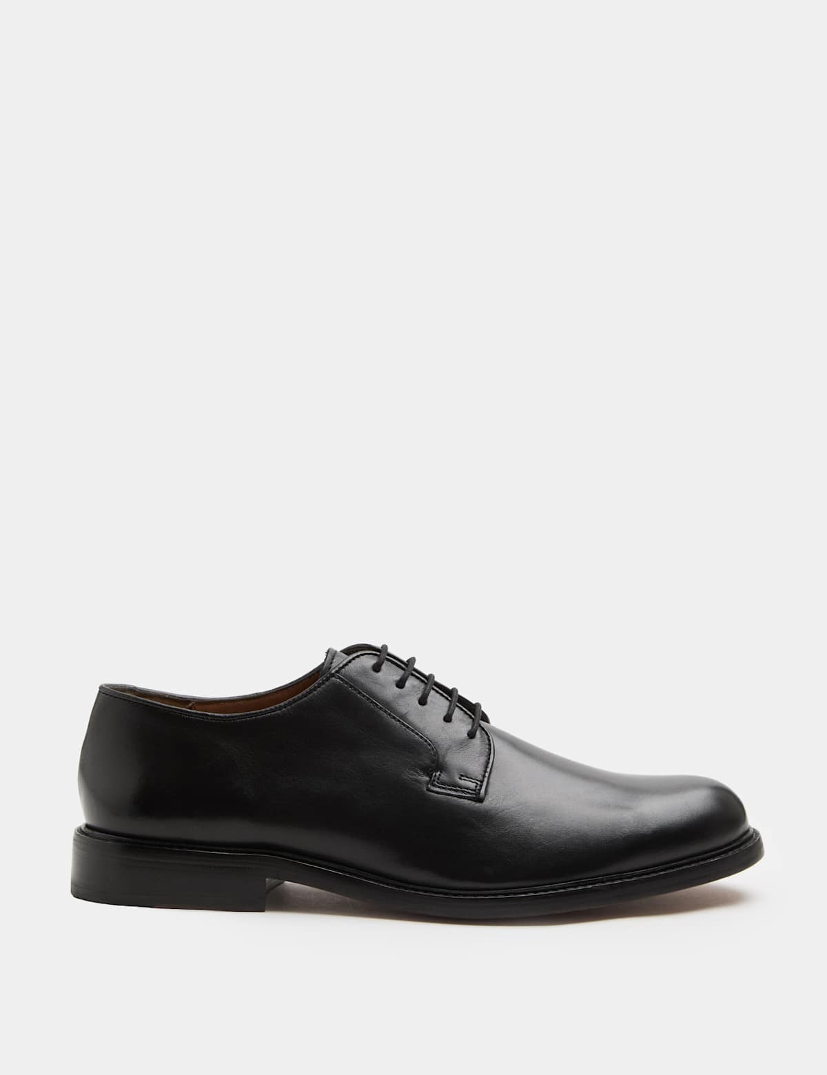 Men's Wide Fit Leather Derby Shoes - Black | SAVINTARI