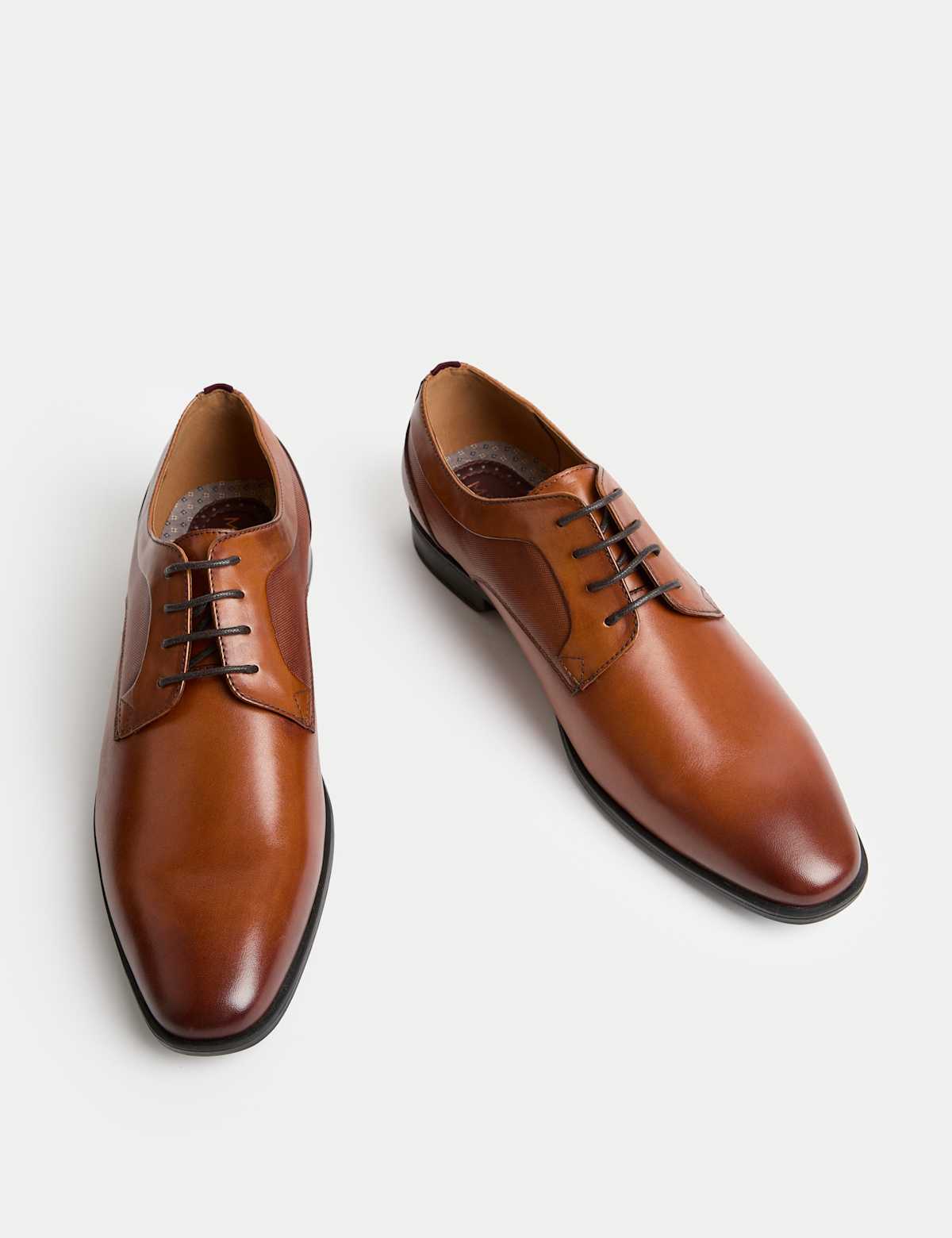 Men's Leather Derby Shoes - Black | SAVINTARI