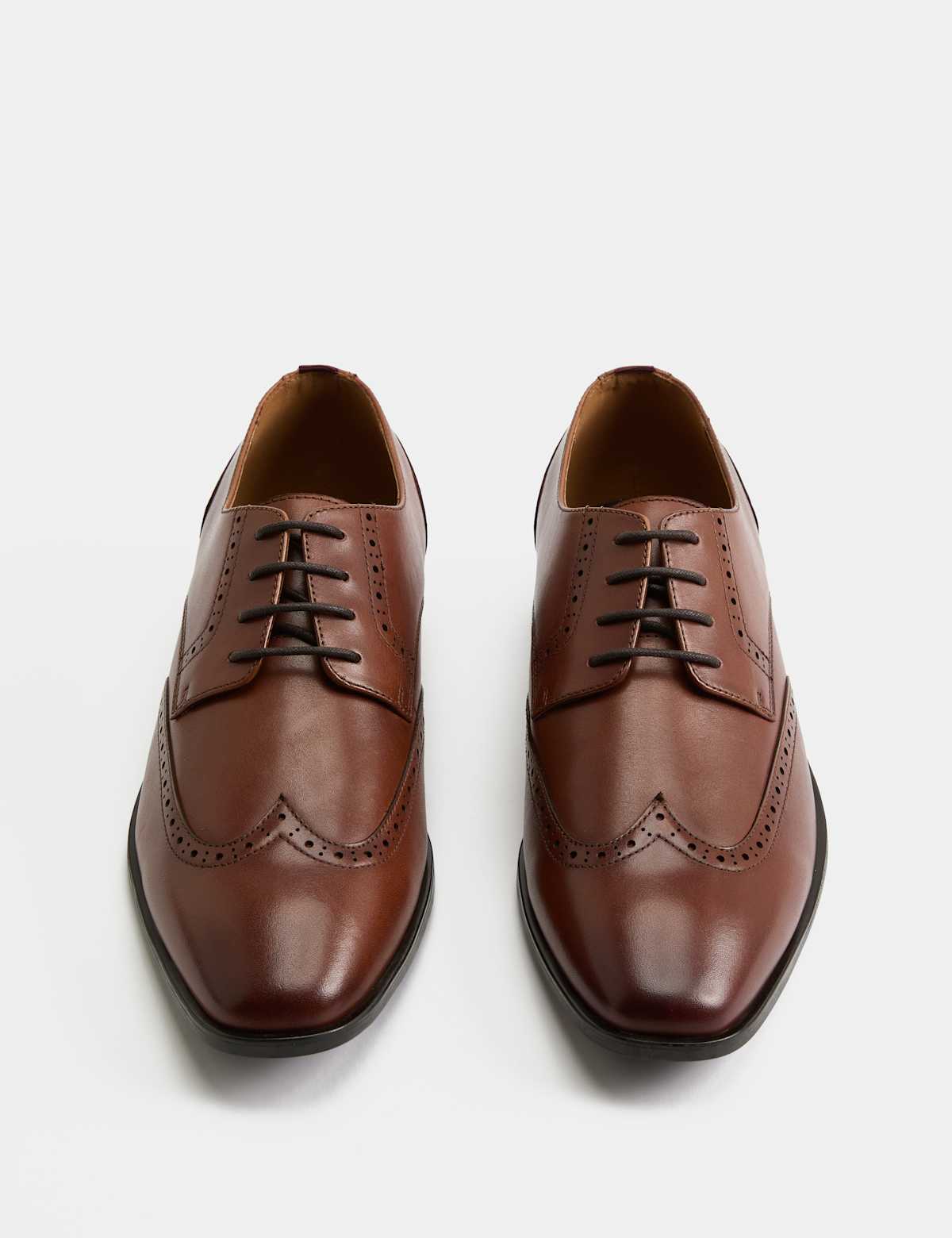 Men's Leather Wide Fit Brogue Shoes - Black | brogues | SAVINTARI