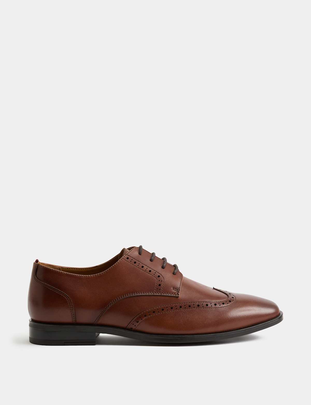 Men's Leather Wide Fit Brogue Shoes - Black | brogues | SAVINTARI
