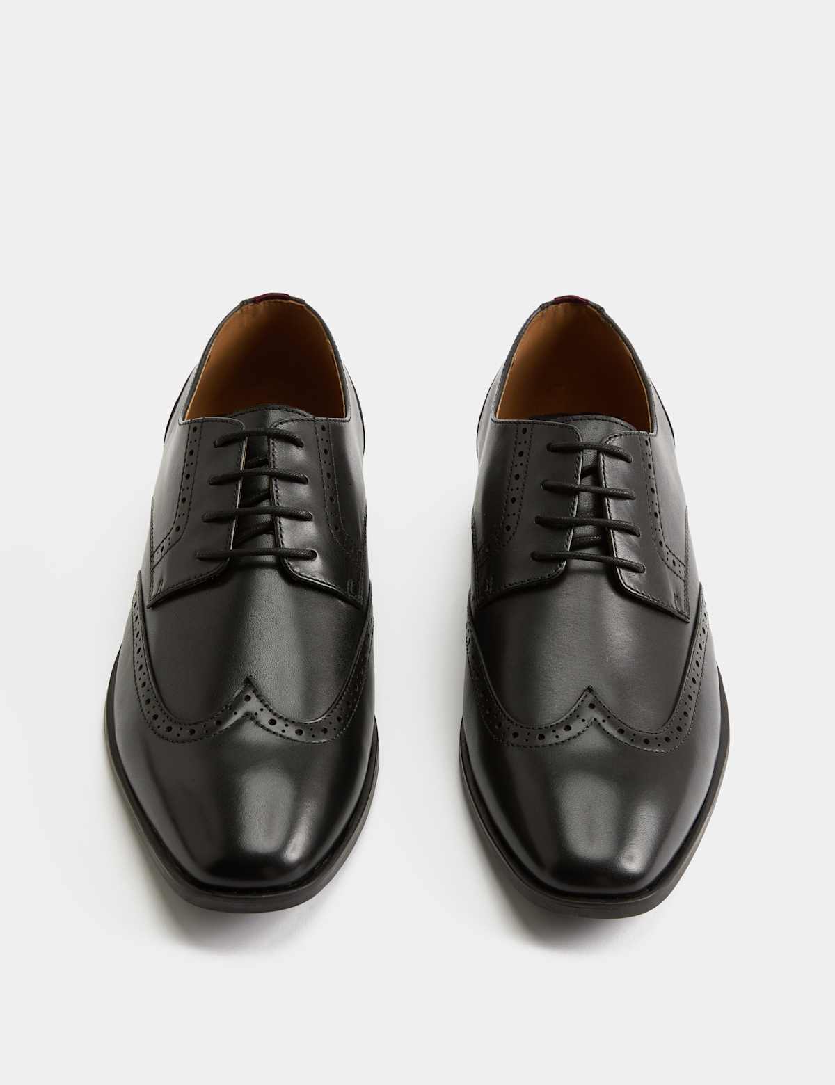 Men's Leather Wide Fit Brogue Shoes - Black | brogues | SAVINTARI