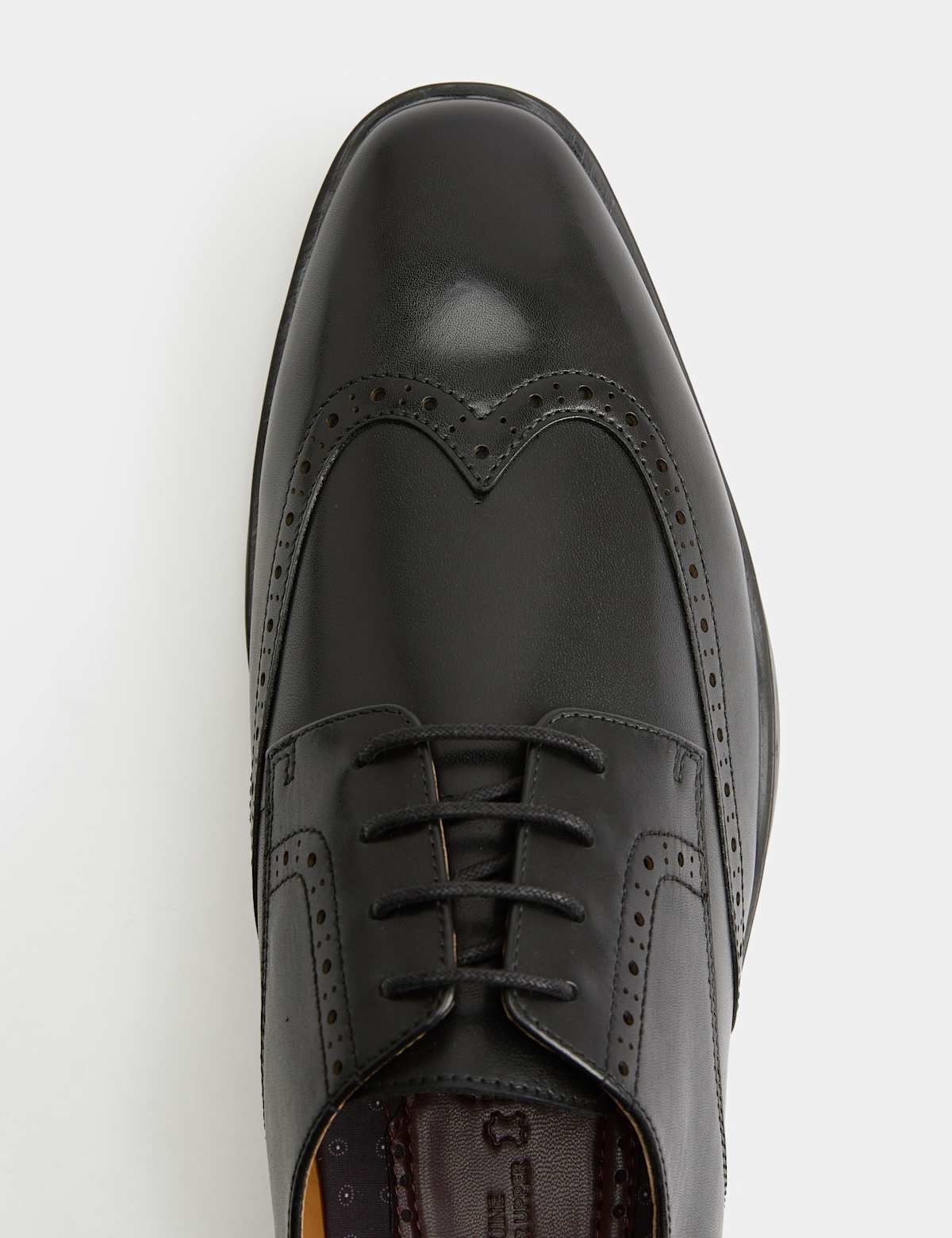 Men's Leather Wide Fit Brogue Shoes - Black | brogues | SAVINTARI