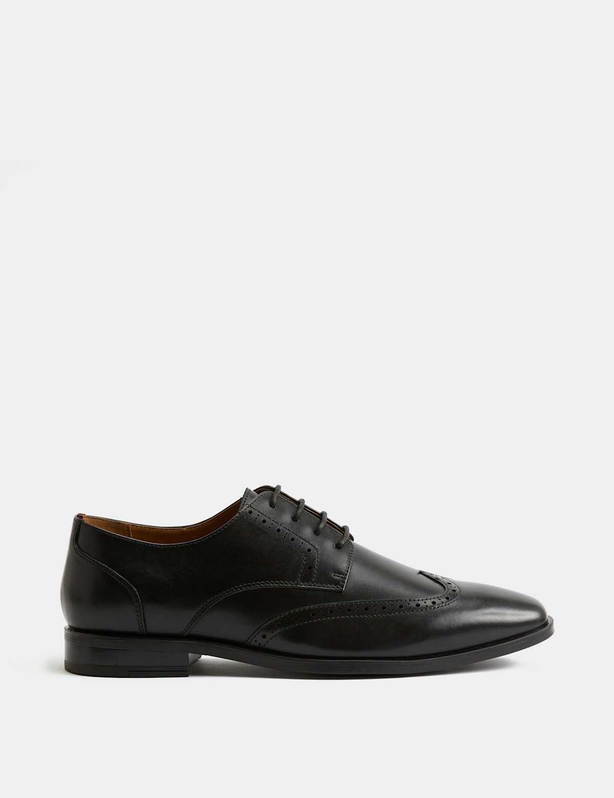 Men's Leather Wide Fit Brogue Shoes - Black | brogues | SAVINTARI