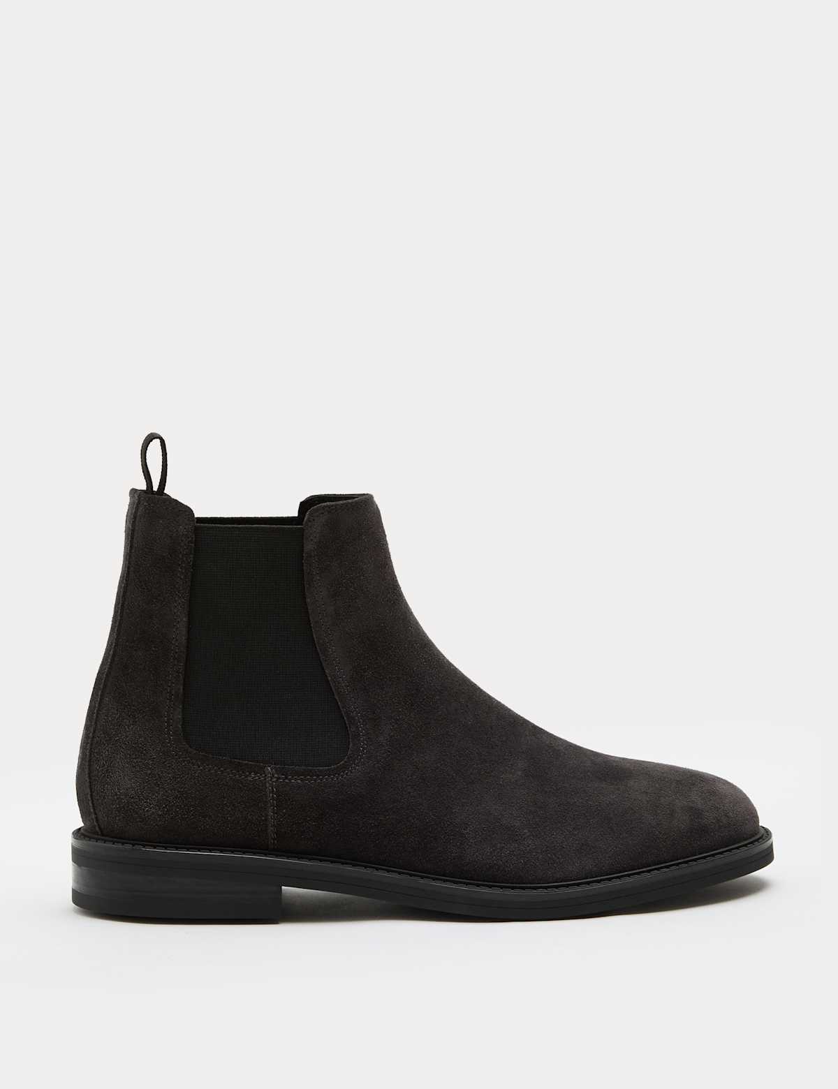 Men's Suede Chelsea Boots - Dark Brown | SAVINTARI