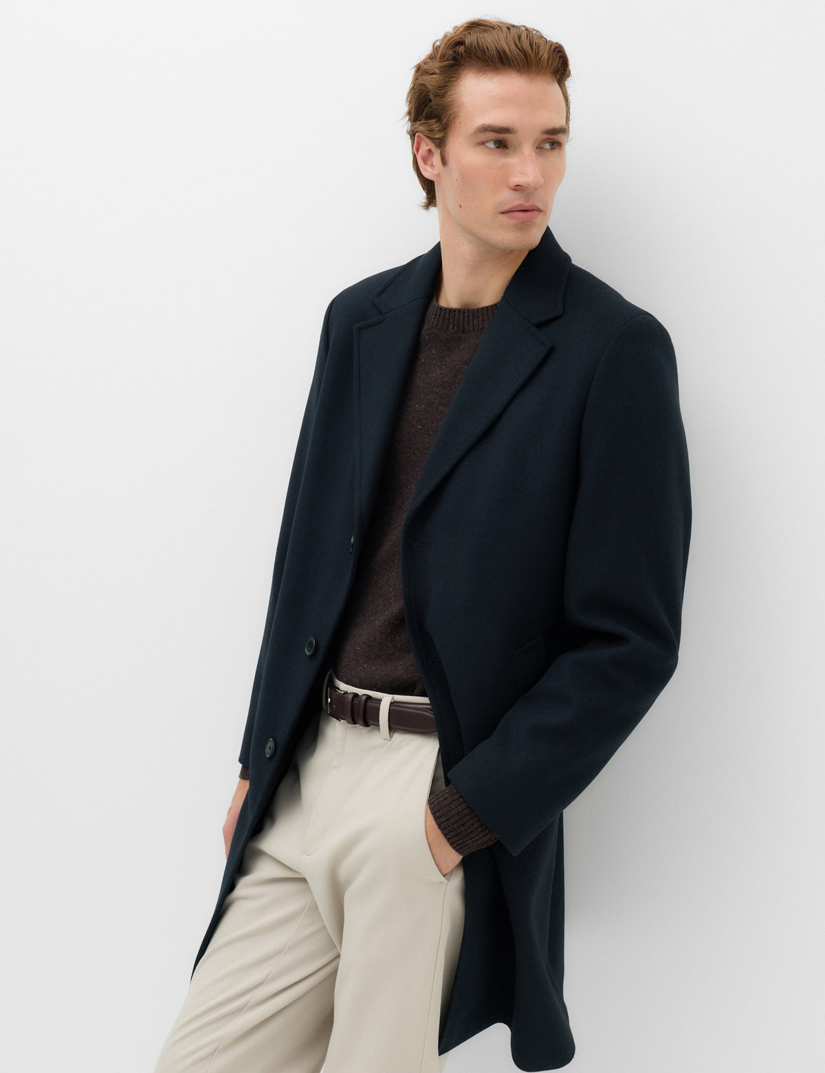 Men's Overcoat in Navy view 2 | mens overcoat | SAVINTARI