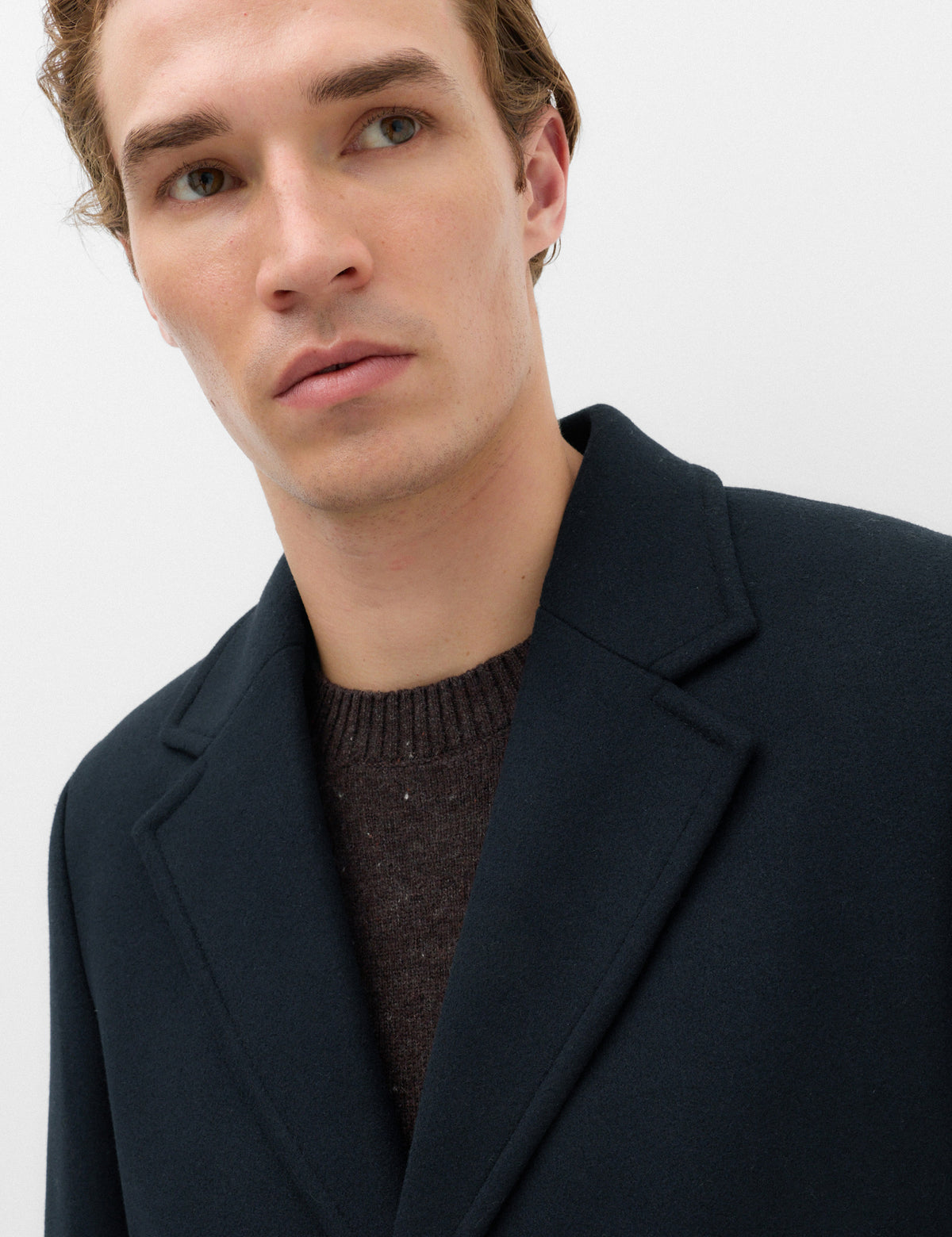 Men's Overcoat in Navy view 3 | mens overcoat | SAVINTARI