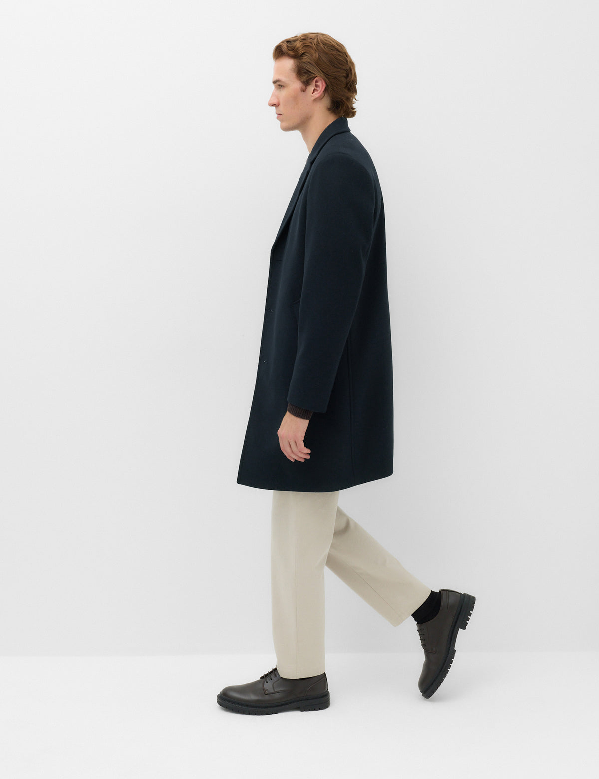 Men's Overcoat in Navy view 6 | mens overcoat | SAVINTARI