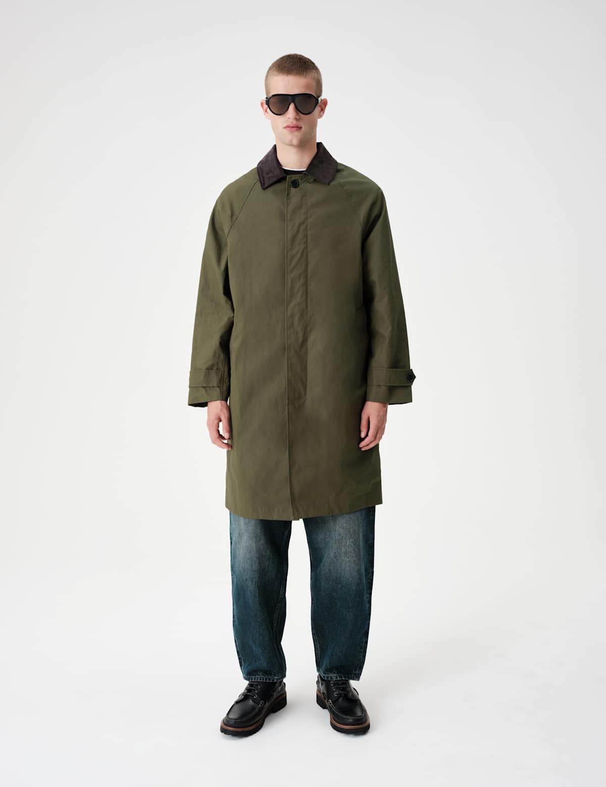Women's Pure Cotton Waterproof Wax Mac - Green | trench coat | SAVINTARI