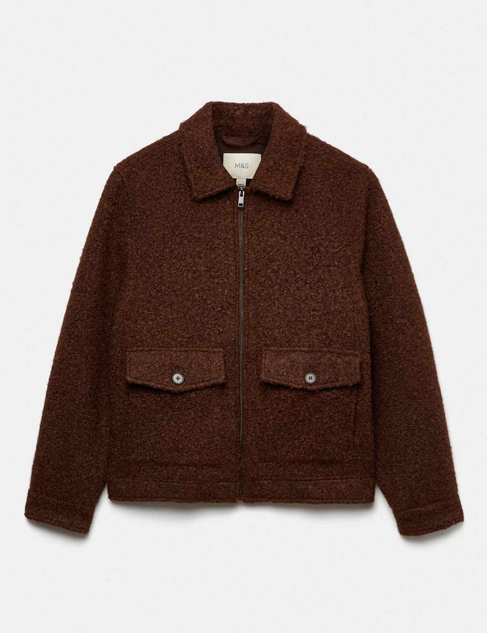 Bouclé Zip Through Jacket · Black