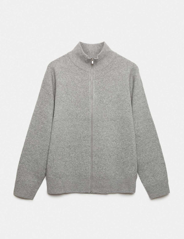 Relaxed Fit Zip Through Funnel Neck Jacket · Grey