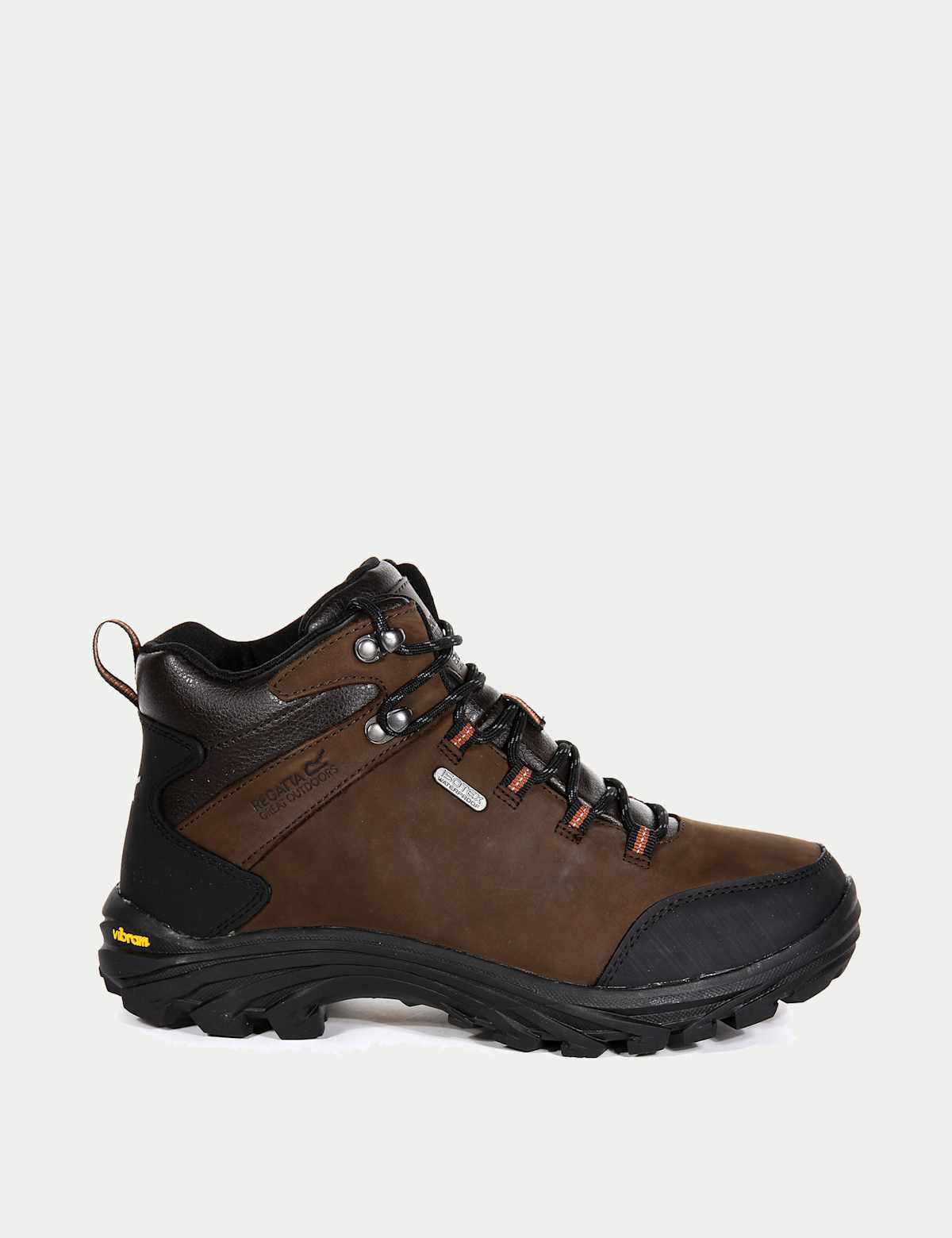 Men's Burrell Leather Waterproof Walking Boots - Brown | SAVINTARI