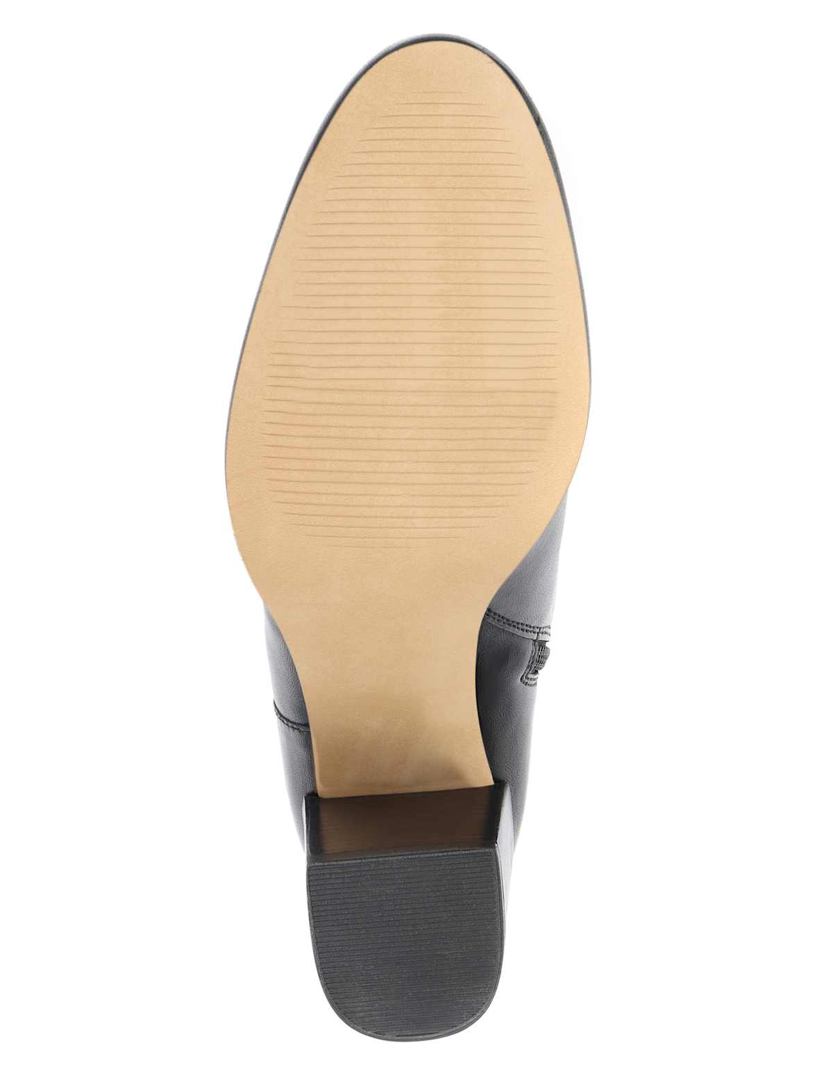 Women's Leather Block Heel Ankle Boots - Black | SAVINTARI