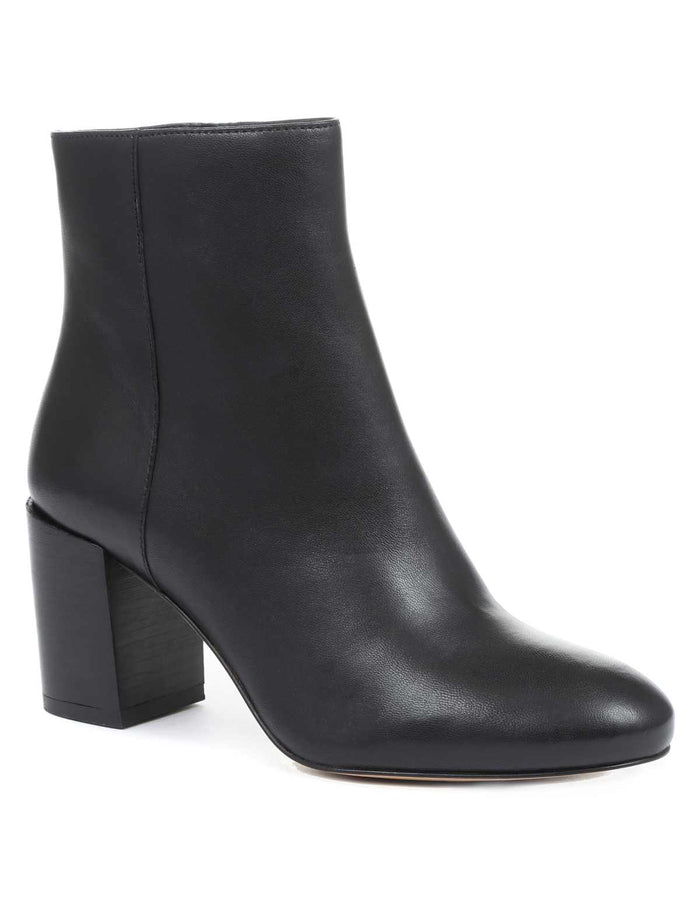 Leather Block Heel Ankle Boots · Black
