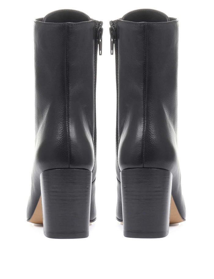 Women's Leather Lace-Up Block Heel Ankle Boots - Black | Autumn Ankle Boots | SAVINTARI