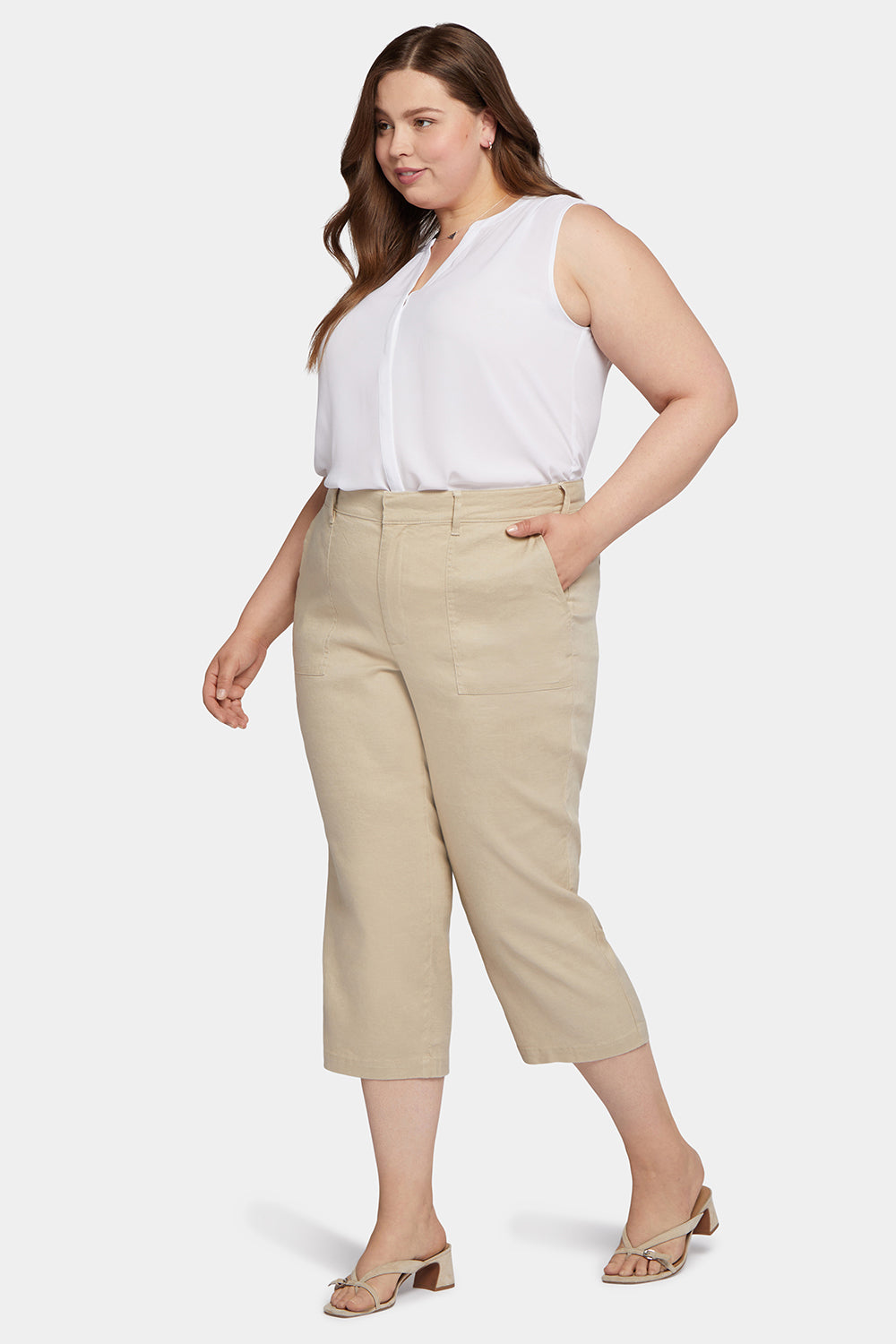 Utility Pants In Plus Size - Feather - women's trousers
