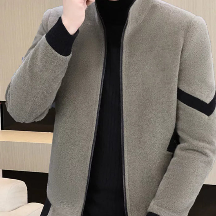 Men's Winter Thickened Lined Tweed Coat - Black | Transitional Coat | SAVINTARI