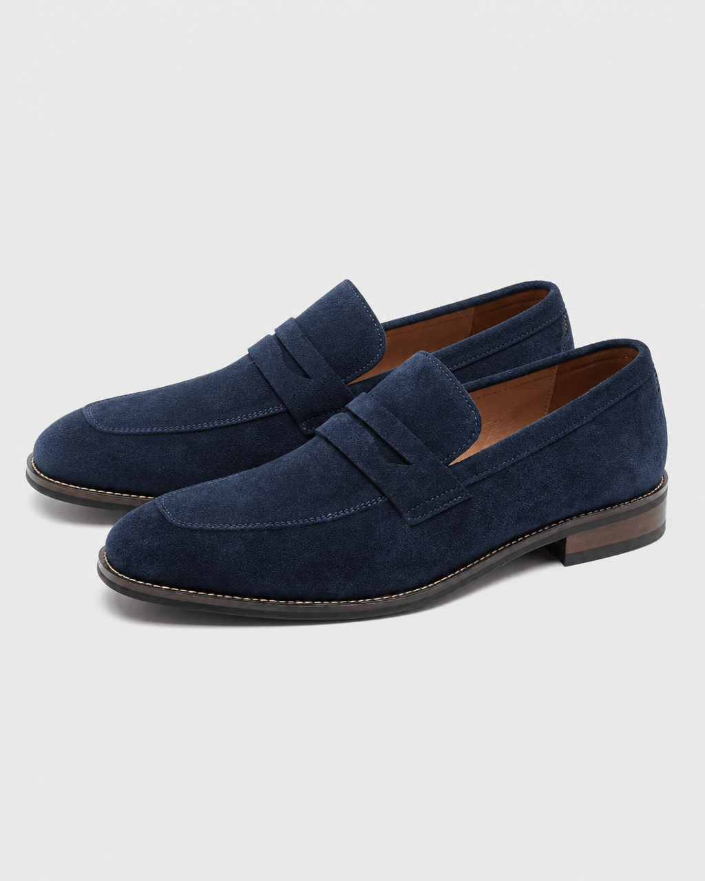 Men's Suede Penny Loafers in Navy | mens suede loafers | SAVINTARI