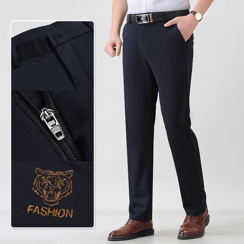 Men's Fashionable Stretch Plush-lined Suit Pants - Black | SAVINTARI