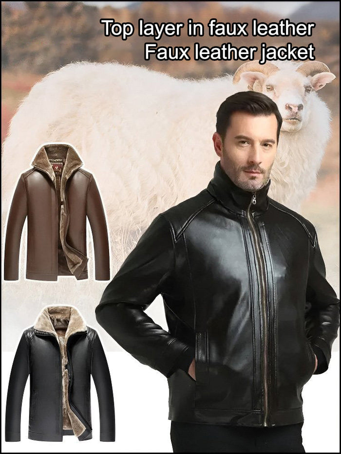 Quilted Faux Leather Jacket · Black